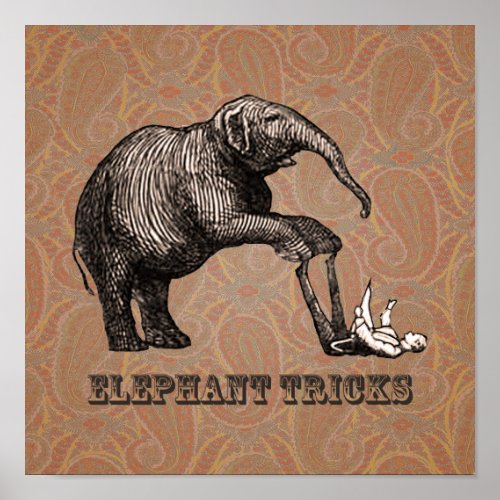 Elephant Tricks _ Funny Circus Pachyderm Poster