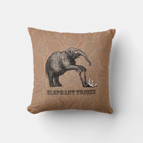 Elephant Tricks _ Funny Circus Pachyderm Throw Pillow