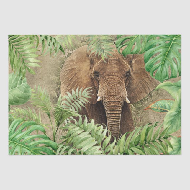 Elephant Tropical Palm Tissue Paper (Front)