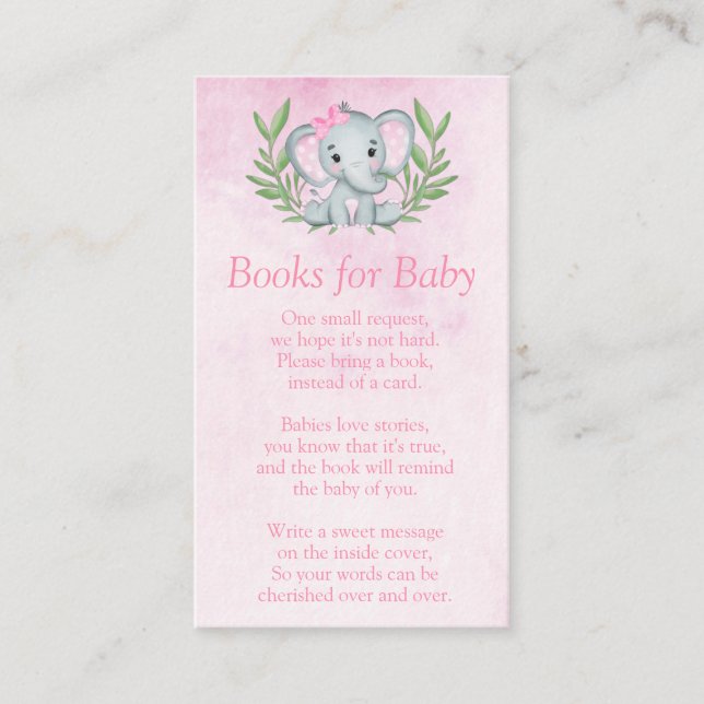 Elephant Tropical Summer Floral Books for Baby Enclosure Card (Front)