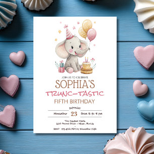 Elephant trunc-tastic kids birthday invitation