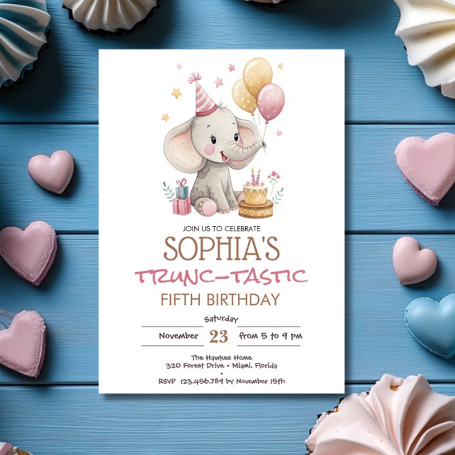 Elephant trunc-tastic kids birthday invitation (Creator Uploaded)