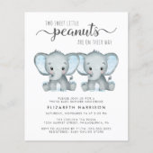 Elephant Twin Baby Boys Shower Budget Invitation (Front)