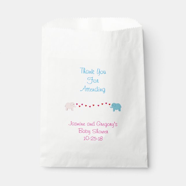 Elephant Twin Boy & Girl Favor Bag (Front)