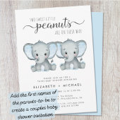 Elephant Twin Boys Baby Shower Invitation