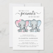 Elephant Twin Girl Boy Baby Shower Invitation (Front)