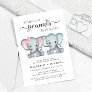 Elephant Twin Girl Boy Couples Baby Shower Invitation