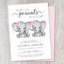 Elephant Twin Girls Baby Shower Invitation