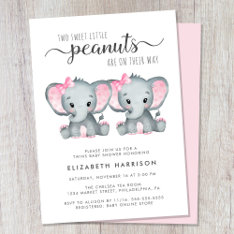 Elephant Twin Girls Baby Shower Invitation at Zazzle