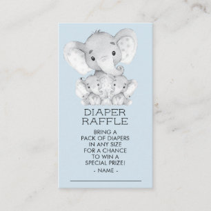 Elephant TwinBoys Baby Shower Diaper Raffle Ticket Enclosure Card