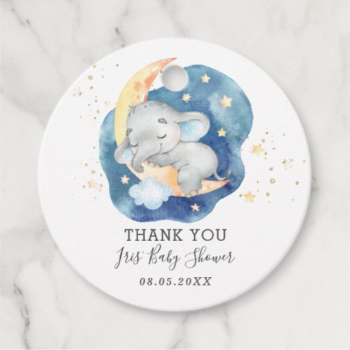 Elephant Twinkle Little Star Baby Boy Thank You Favor Tags