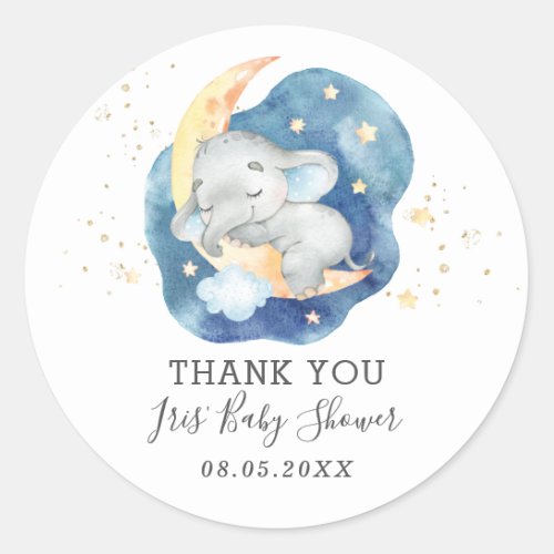 Elephant Twinkle Little Star Baby Thank You Favor Classic Round Sticker