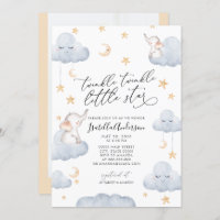 Elephant Twinkle Little Star Yellow Baby Shower Invitation