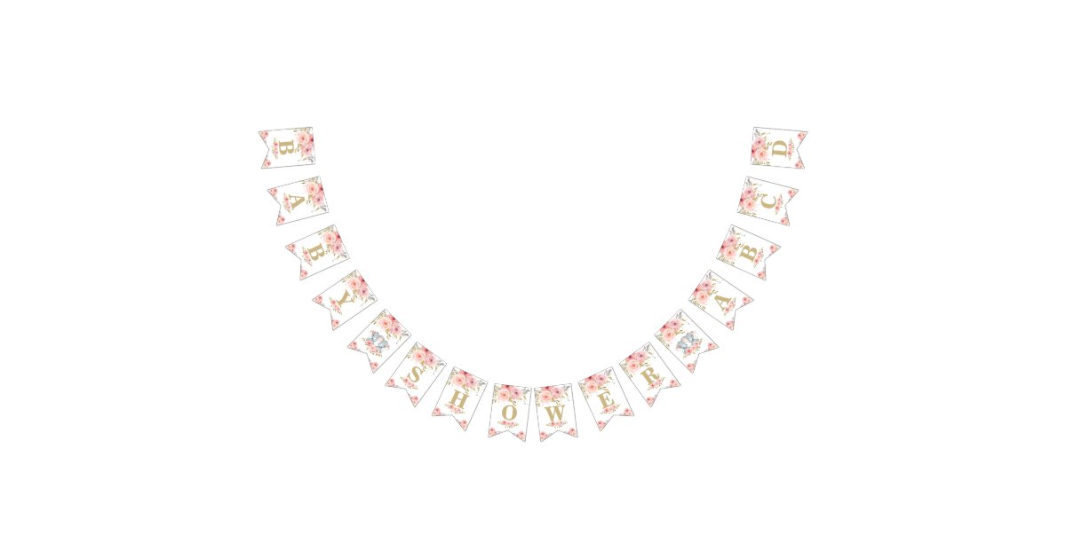 Elephant Twins Baby Shower Bunting Flag Banner Zazzle Com