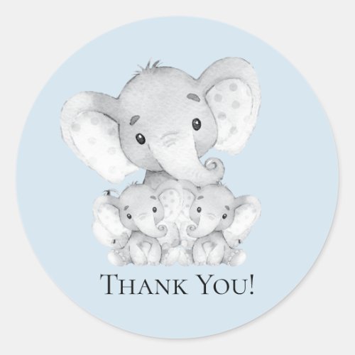 Elephant Twins Baby Shower Thank You Favor Sticker
