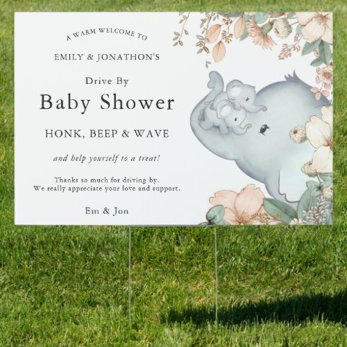 Elephant Twins Welcome to Drive By Baby Shower Sign