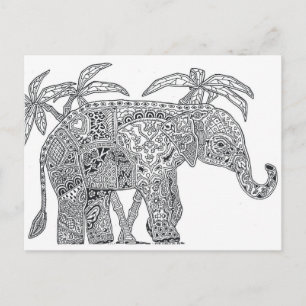 elephant two sided adult coloring postcard gift