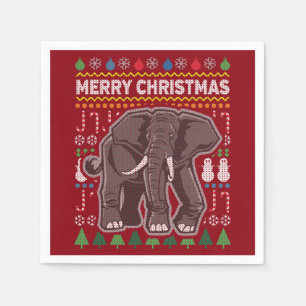 Elephant Ugly Christmas Sweater Wildlife Series Paper Napkins