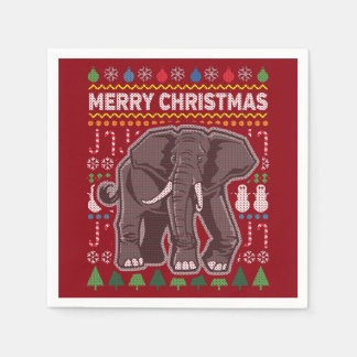 Elephant Ugly Christmas Sweater Wildlife Series Paper Napkins