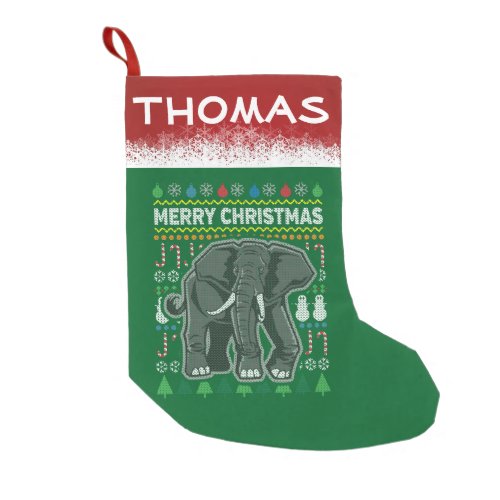 Elephant Ugly Christmas Sweater Wildlife Series Small Christmas Stocking