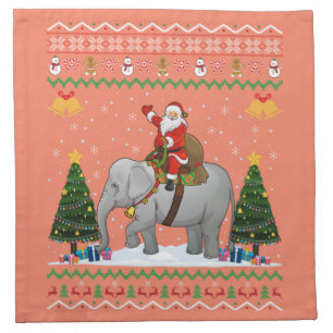 Elephant Ugly Xmas Gift Santa Riding Elephant Xmas Cloth Napkin