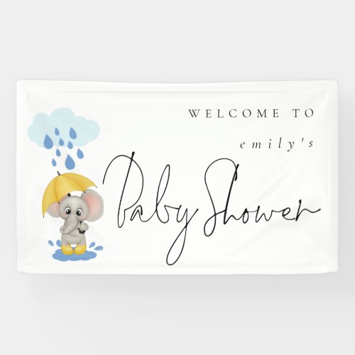 Elephant Umbrella Name Welcome to Baby Shower  Banner