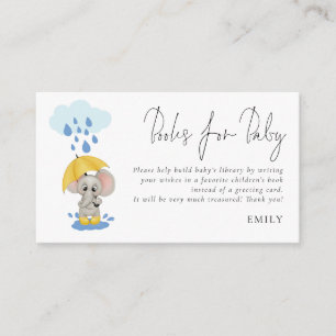 Elephant Umbrella Script Books For Baby Shower Enclosure Card
