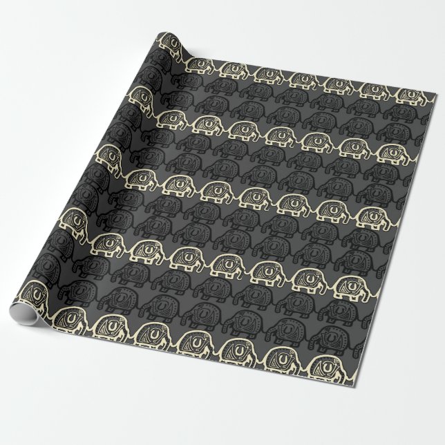 Elephant Unity Grey Stone Wrapping Paper (Unrolled)