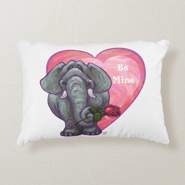 Elephant Valentine's Day Accent Pillow (Front)