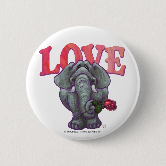 Elephant Valentine's Day Button (Front)