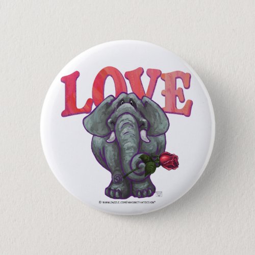 Elephant Valentines Day Button