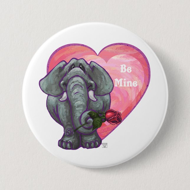 Elephant Valentine's Day Button (Front)