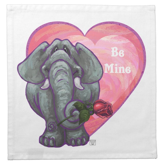 Elephant Valentine's Day Cloth Napkin (Front)