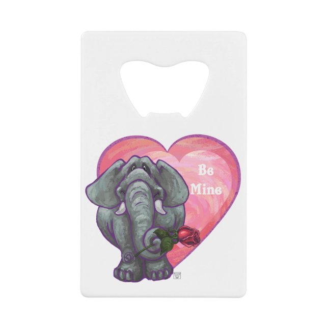 Elephant Valentine's Day Credit Card Bottle Opener (Front)