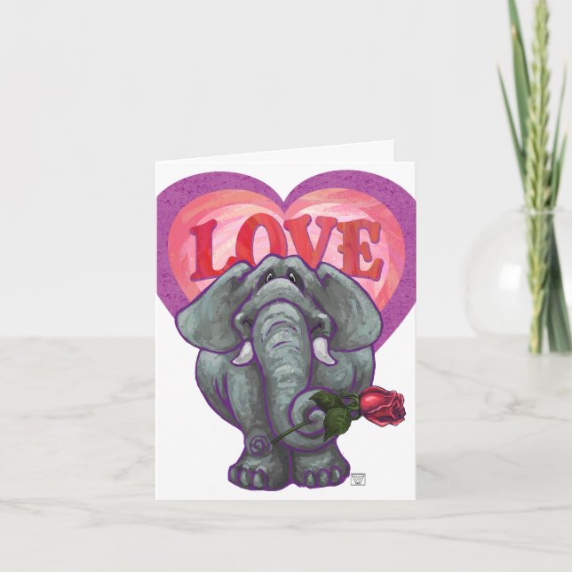 Elephant Valentine's Day Holiday Card (Front)