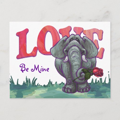 Elephant Valentines Day Holiday Postcard