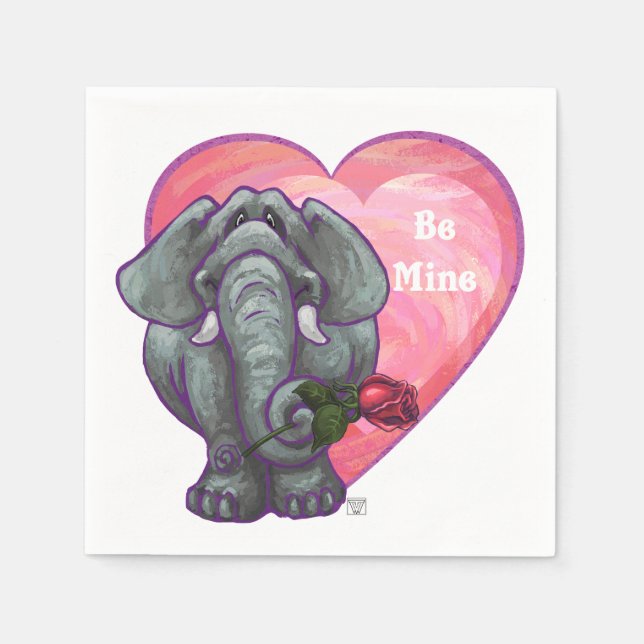 Elephant Valentine's Day Napkins (Front)