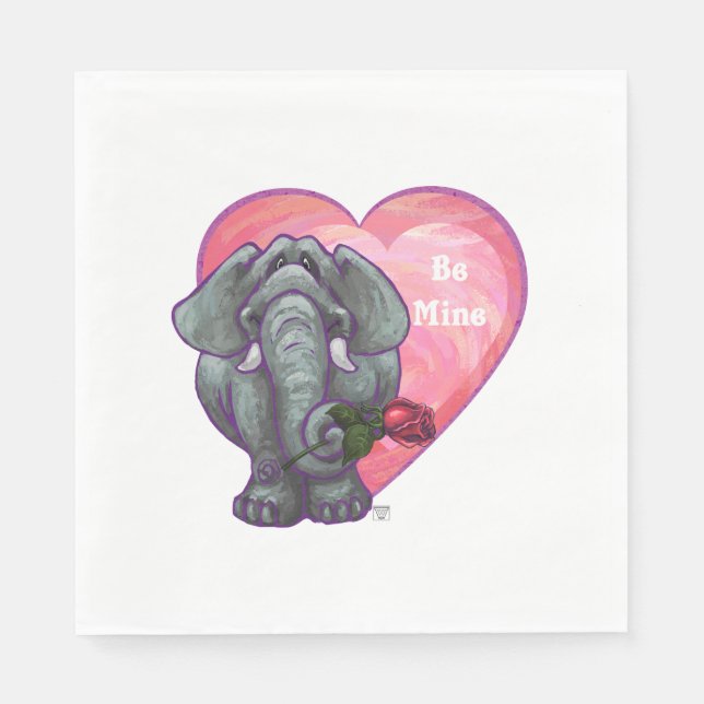 Elephant Valentine's Day Paper Napkins (Front)