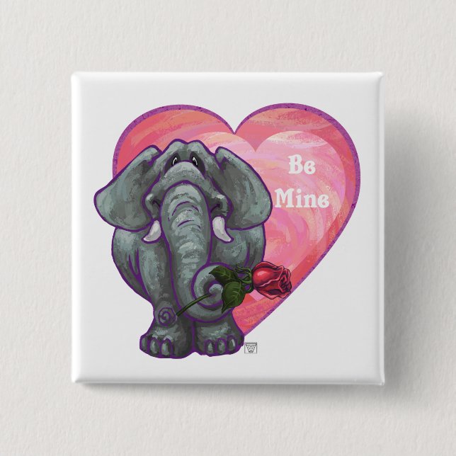 Elephant Valentine's Day Pinback Button (Front)