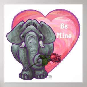 Elephant Valentine's Day Poster
