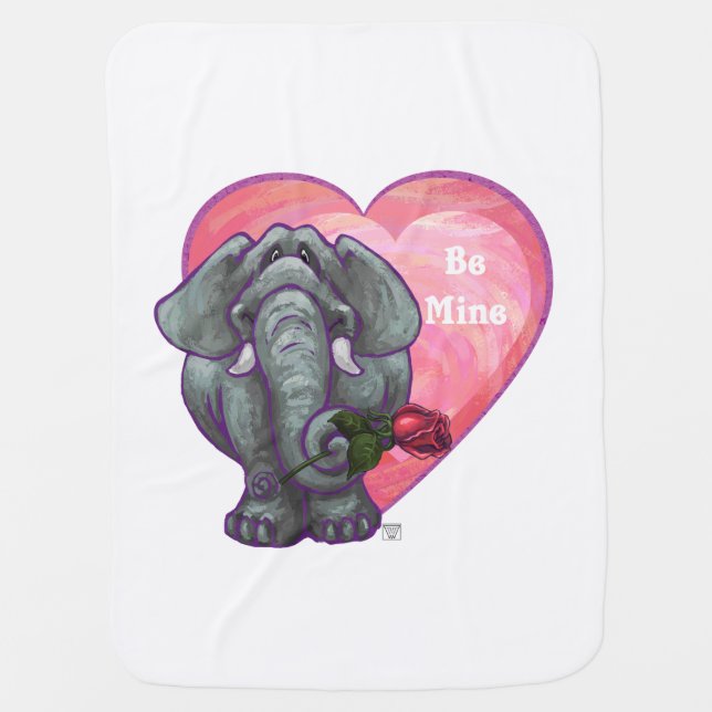 Elephant Valentine's Day Swaddle Blanket (Front)