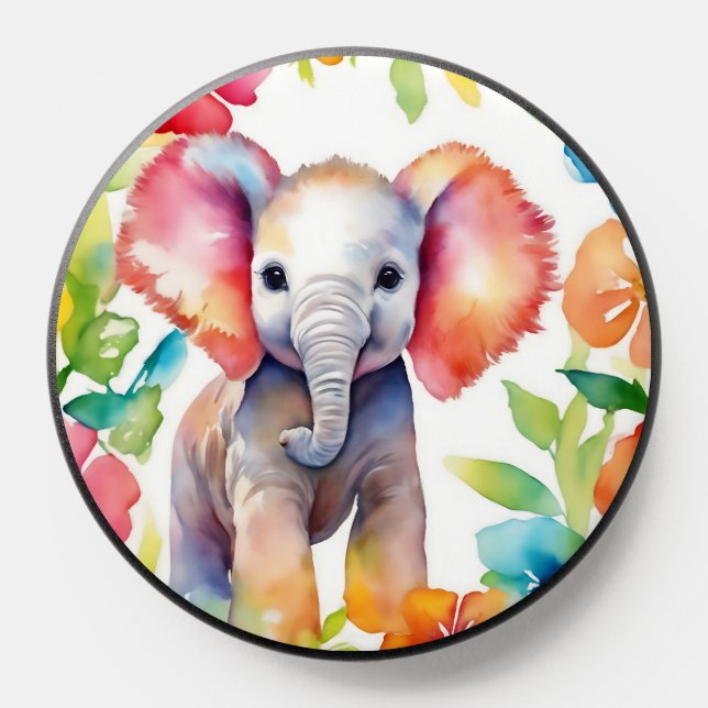 Elephant Vibrant Watercolor PopSocket (Popsocket)