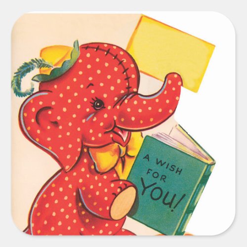 Elephant  Vintage Valentine  Square Stickers