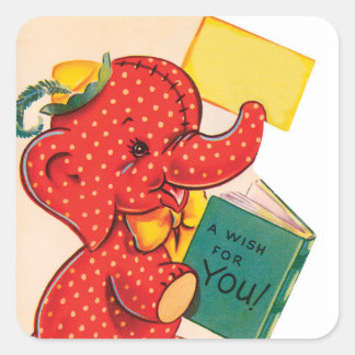 Elephant | Vintage Valentine | Square Stickers