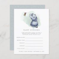 Elephant w butterfly baby shower guessing game invitation