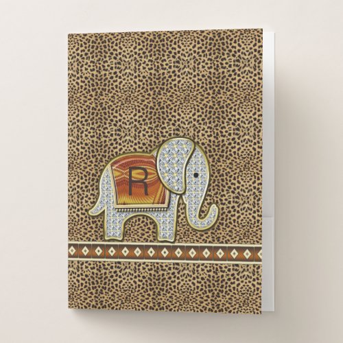 Elephant Walk Monogram Cheetah ID390 Pocket Folder