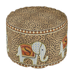 Elephant Walk Monogram Cheetah ID390 Pouf