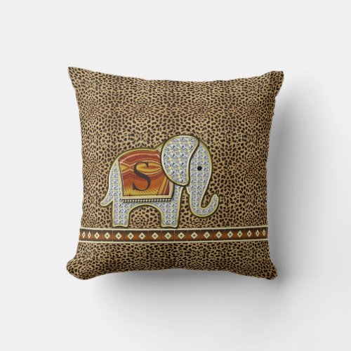 Elephant Walk Monogram Cheetah ID390 Throw Pillow