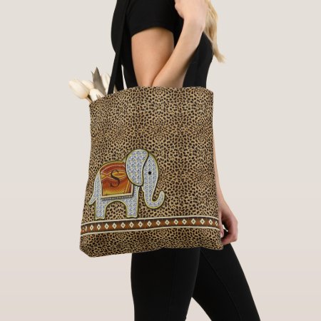 Elephant Walk Monogram Cheetah Id390 Tote Bag