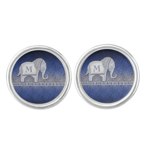 Elephant Walk Monogram SilverBlue ID390 Cufflinks
